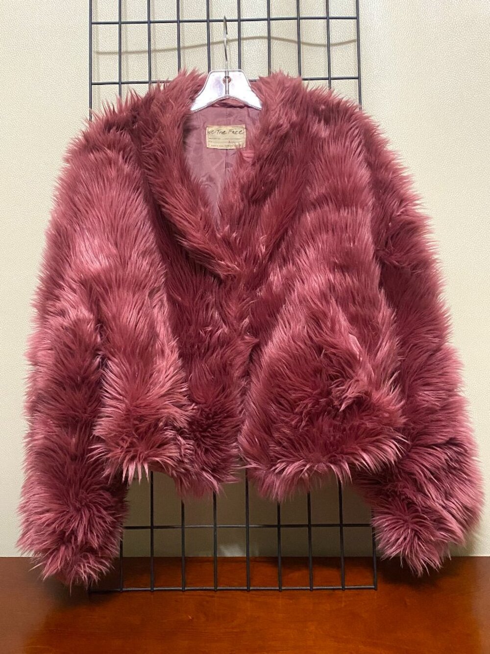 Womens We The Free Free People All Night Faux Fur Jacket Rose Size L